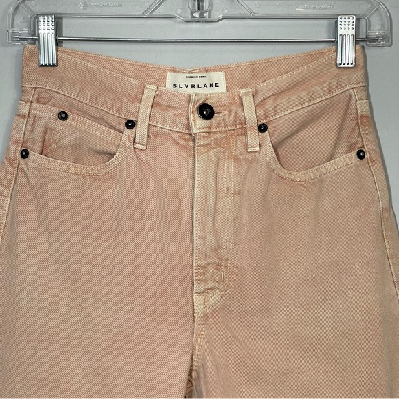 SLVRLAKE Grace High Rise Ankle Jeans Size 24 Dusty Pink Coral Wide Leg USA Made - Picture 9 of 16